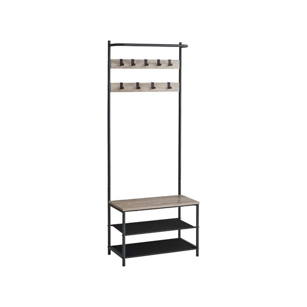 Vaateteline 9 koukulla 32,2 x 64 x 180 vintage ruskea-musta