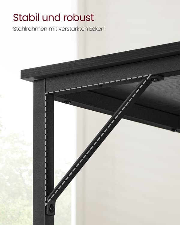 Skrivbord, litet datorbord, kontorsbord, för arbetsrum, sovrum, 50 x 100 x 75 cm, industriell design, metallram, svart LWD041B56