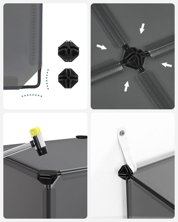 DIY-skostativ lavet af 16 kuber 31 x 123 x 123 cm
