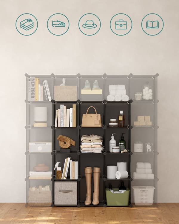 DIY-skostativ lavet af 16 kuber 31 x 123 x 123 cm