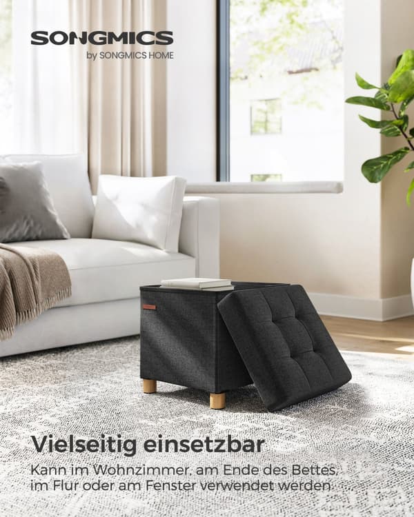 Fällbar bänk 38 x 38 x 40 cm med förvaringsutrymme svart