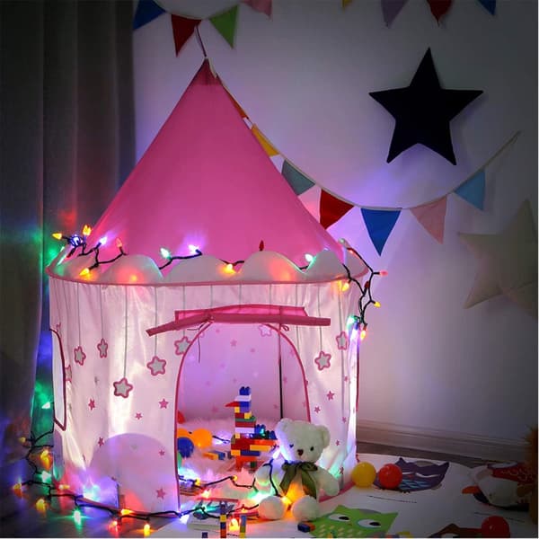 Prinsessa linna leikkiteltta tytöille taaperoille, sisä- ja ulkoleikkimökki, kannettava Pop Up Play Teepee, lahja lapsille, vaaleanpunainen