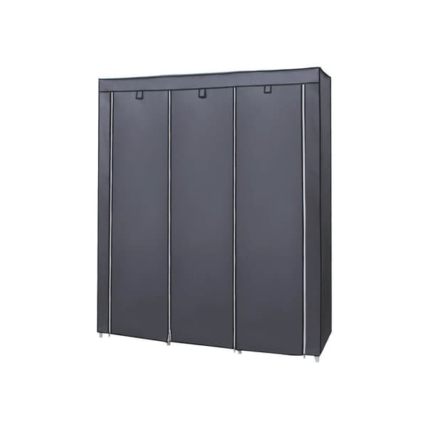 Canvas Wardrobe Bedroom Furniture Cupboard Clothes Storage Organiser Grey 175 x 150 x 45 cm