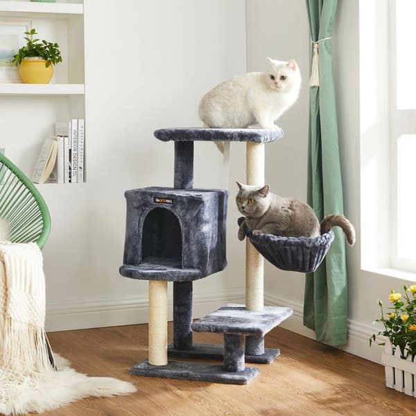 Katträd, liten kattkoja 84 cm, kattorn, rökgrå