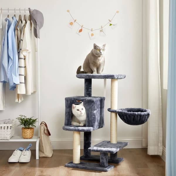 Katträd, liten kattkoja 84 cm, kattorn, rökgrå