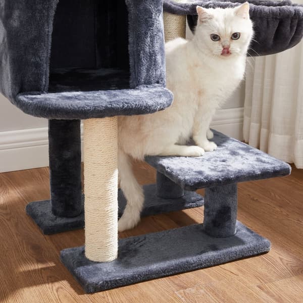 Katträd, liten kattkoja 84 cm, kattorn, rökgrå