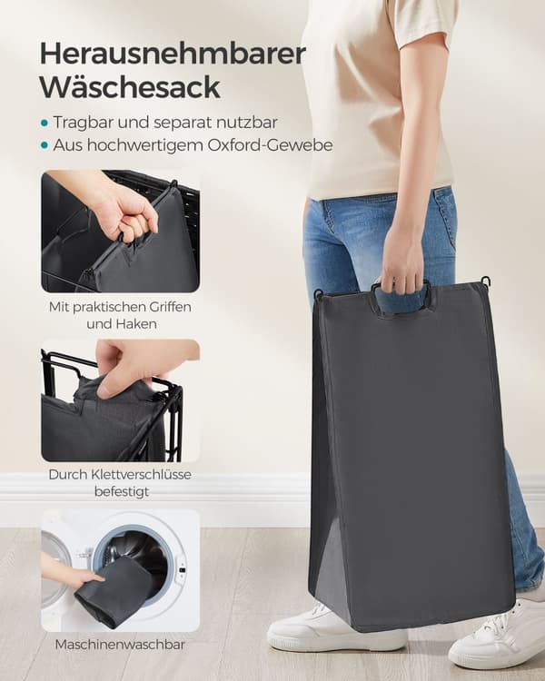 Tvättkorg 110 L med lock bläck-svart-skiffergrå