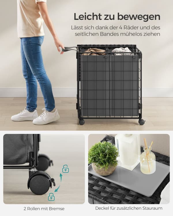 Tvättkorg 110 L med lock bläck-svart-skiffergrå