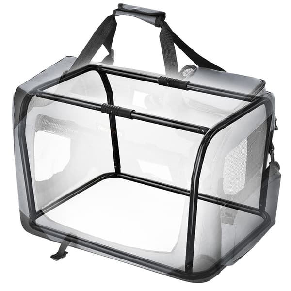 Hundetransportkasse, foldbar stoftransportkasse, 60 x 42 x 42 cm, grå