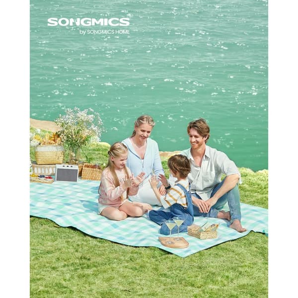 Picknickfilt 300 x 200 cm vattentät grön-vit