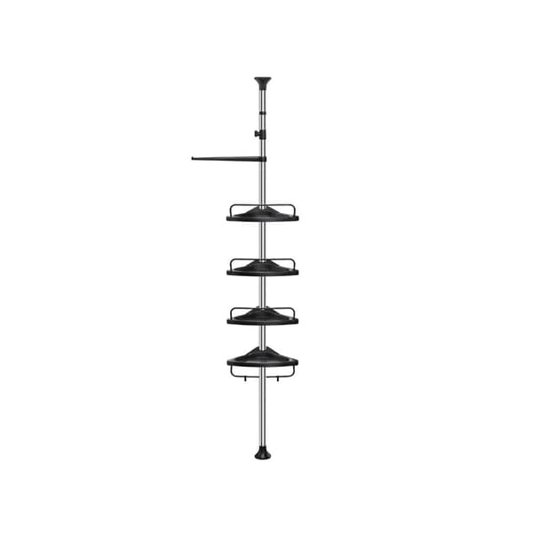 Brusehylde højdejusterbar 95-300 cm rustfrit stål sølv-sort
