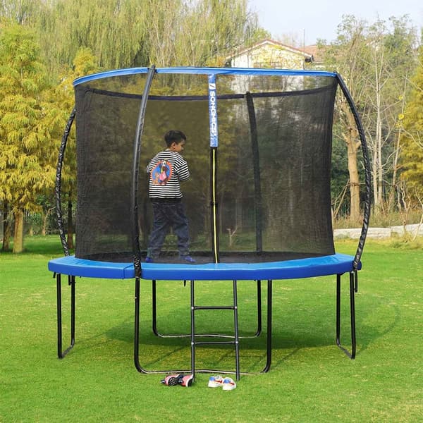 Ersättningsmatta för trampolinskydd, standardfjäderskydd för 6-fots trampoliner, 183 cm i diameter, 28 cm bred, UV-resistent, rivtålig, kantskydd, bl