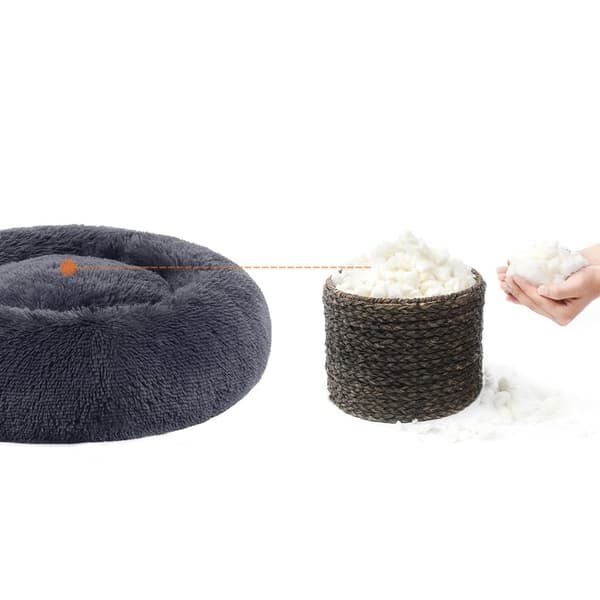 Koiran sänky, Donut kissan sänky, pörröinen rauhoittava lemmikkieläinten sänky, jossa on irrotettava, pestävä päällinen, pehmeä pitkä pehmo, 80 cm, t