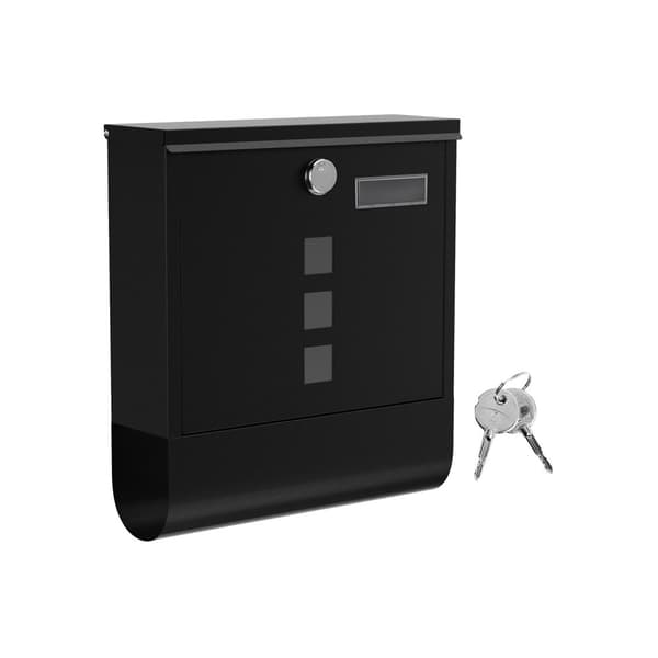 Postbox, väggmonterad brevlåda, lås med kopparkärna, tidningshållare, visningsfönster och namnskylt, enkel att installera, svart