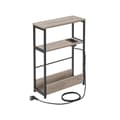 Miniatyrbillede 1 af 6: Slankt sidebord med strømstik, 3-lags sengebord, sofahjørne, til små rum, magasinholder, stue, soveværelse, kontor, Heather Greige og Ink Black LET33