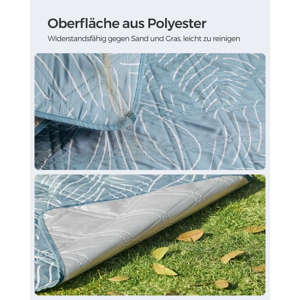 Picnictæppe 200 x 200 cm med 4 jordankre lyseblå