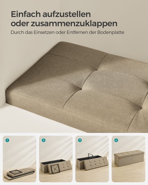 Bänk med förvaringsutrymme 38 x 110 x 38 cm kamelbrun