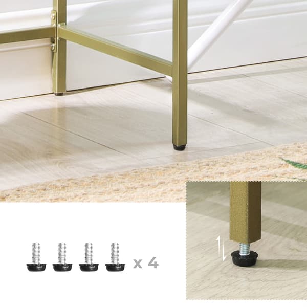 Förvaringshylla för badrum, förvaringsställ i härdat glas, 4-stegs förvaringsenhet, robust, lätt att montera, för vardagsrum, sovrum, kontor, Golden