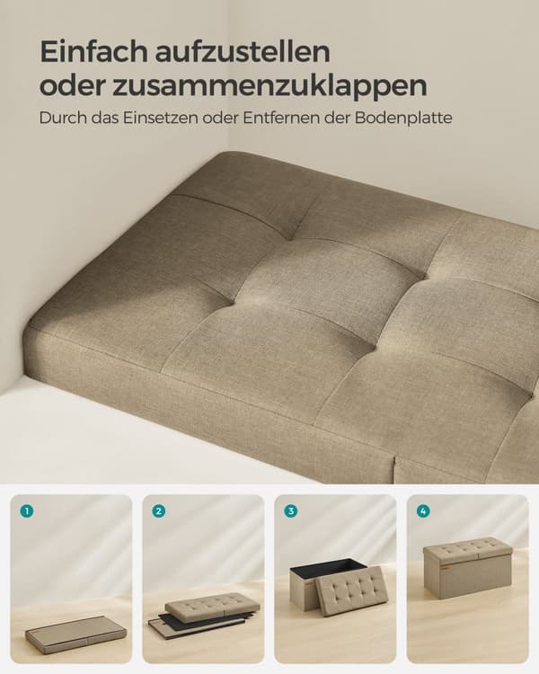 Bänk med förvaringsutrymme 38 x 76 x 38 cm kamelbrun
