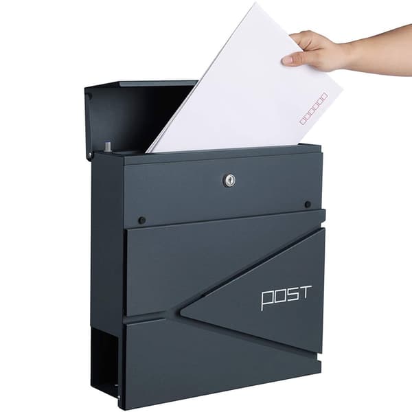 Modern brevlåda, låsbar väggmonterad postbox med tidningshållare, enkel att installera, antracitgrå GMB051G02
