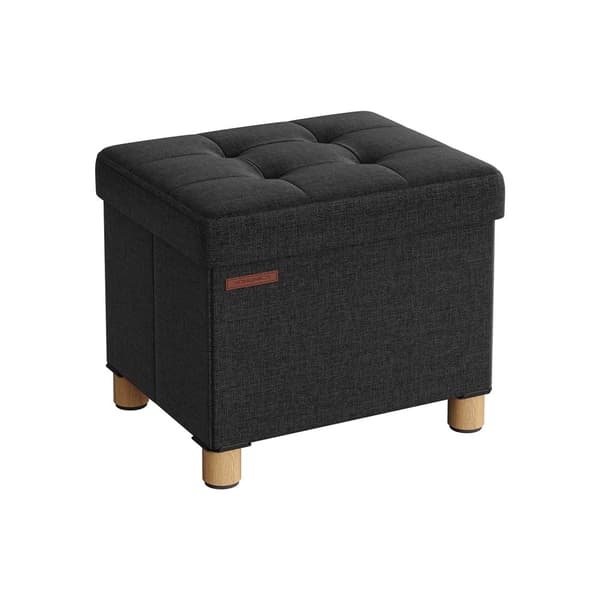 Hopfällbar bänk 32 x 40 x 33,5 cm med förvaringsutrymme svart