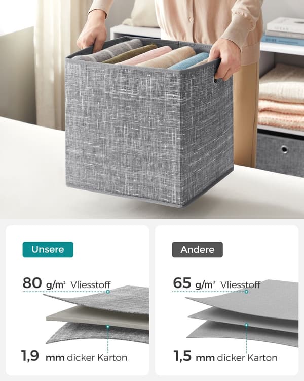 Förvaringslåda 33cm set om 6 gråmelerad