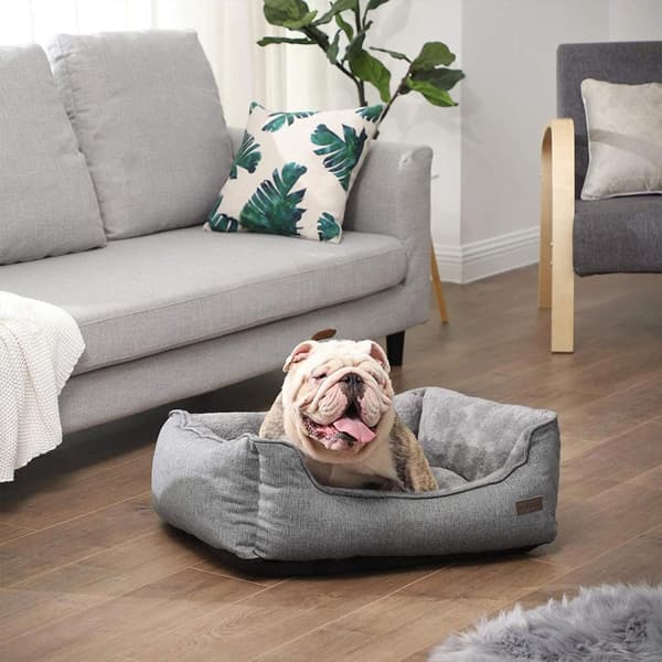 Koiran sänky, Pellava-Look Pet Bed, koiran sohvasänky korotetuilla reunoilla, liukumaton pohja, irrotettava pestävä kansi, M, pienille koirille, 70 x