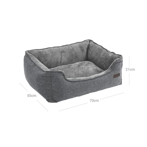 Koiran sänky, Pellava-Look Pet Bed, koiran sohvasänky korotetuilla reunoilla, liukumaton pohja, irrotettava pestävä kansi, M, pienille koirille, 70 x