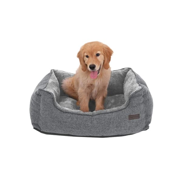 Koiran sänky, Pellava-Look Pet Bed, koiran sohvasänky korotetuilla reunoilla, liukumaton pohja, irrotettava pestävä kansi, M, pienille koirille, 70 x