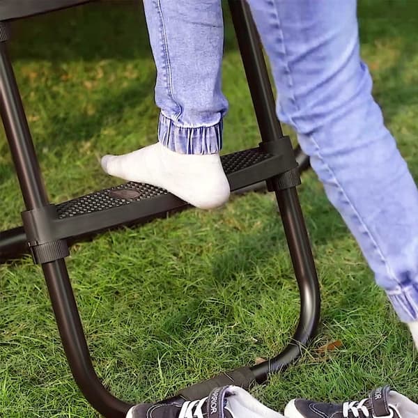Trampolinstige med brede trin, sort