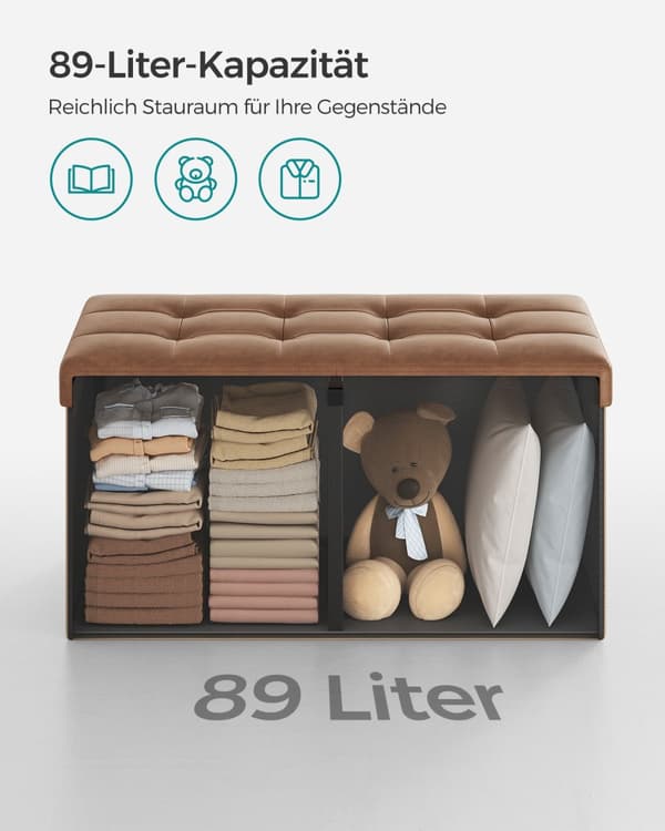 Fällbar bänk 89 liter 38 x 76 x 38 cm kaffebrun