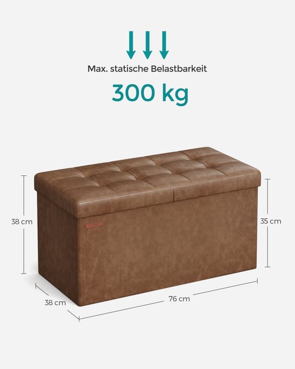 Fällbar bänk 89 liter 38 x 76 x 38 cm kaffebrun