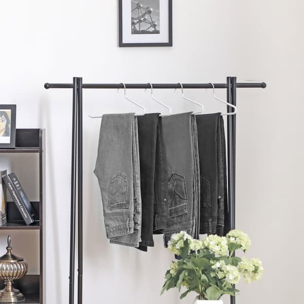 20-pack byxhängare, halsdukshängare i metall, halkfria, förkromade, 38 x 13 cm, vit