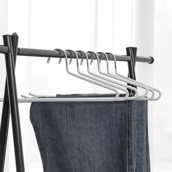 20-pack byxhängare, halsdukshängare i metall, halkfria, förkromade, 38 x 13 cm, vit
