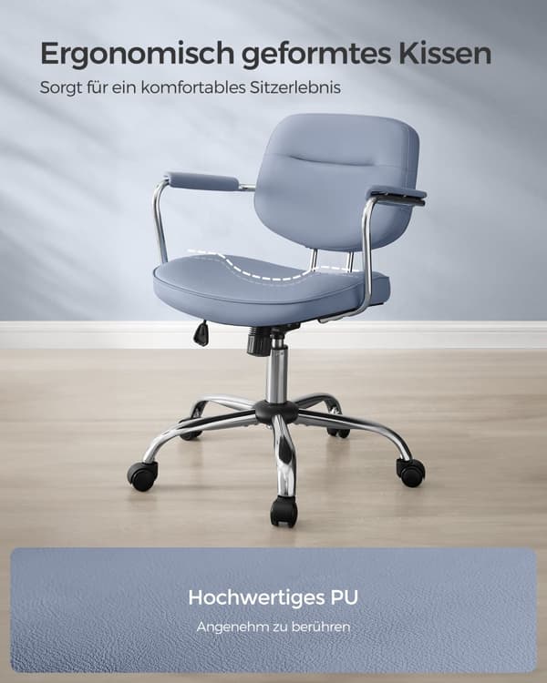 PU-kontorstol med armlæn mist blue
