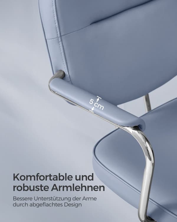 PU-kontorstol med armlæn mist blue