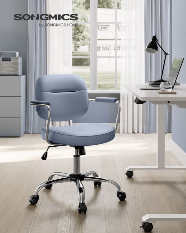 PU-kontorstol med armlæn mist blue