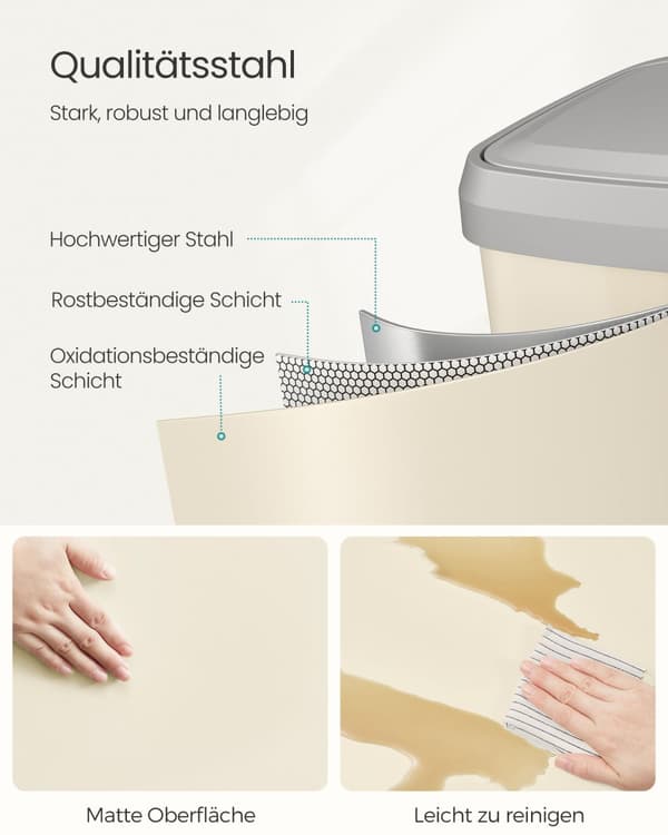 Köksavfallstunna med lock 50 liter sandbeige-dove grey
