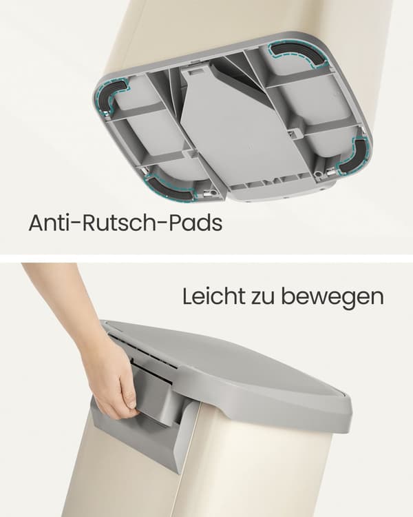 Köksavfallstunna med lock 50 liter sandbeige-dove grey