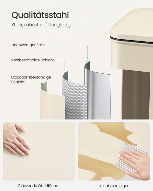 Keittiöjäteastia kannella 40 litraa hiekka beige