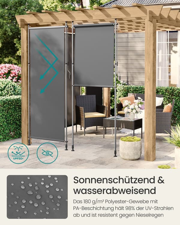 Lodret markise højdejusterbar 120 x (220-300) cm antracitgrå