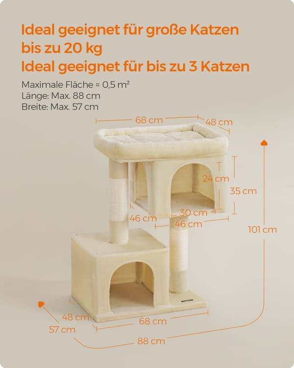 Kradsetræ XL med stor platform beige