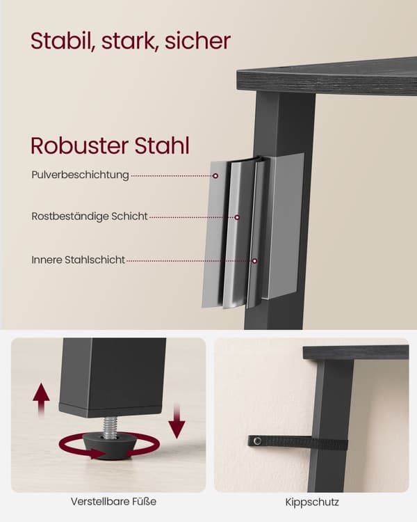 Reol 5 niveauer industriel antracitgrå-matsort