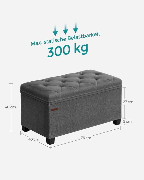 Pall med förvaringsutrymme 40 x 76 x 40 cm mörkgrå