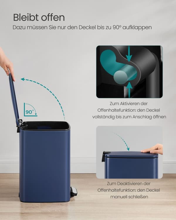 20-liters soptunna i stål midnattsblå