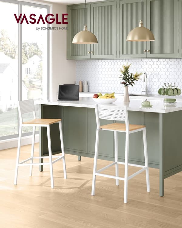 Industriell design barstol set om 2 beige vit