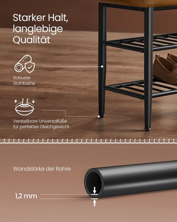 EKHO Collection - Skobänk, Sittplats, Entréområde, Konstläder, Sömmar, Mid-Century Modern Stil, Modern, Max belastning 135 kg, 30 x 100 x 50 cm, Kara