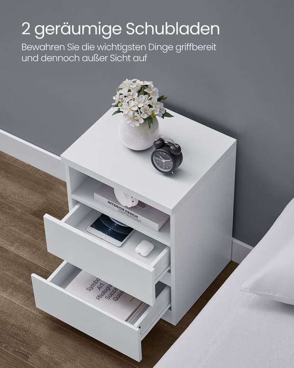 Sängskåp med justerbar LED-belysning molnvit