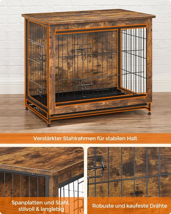 Hundebur til hunde op til 14 kg vintage brun