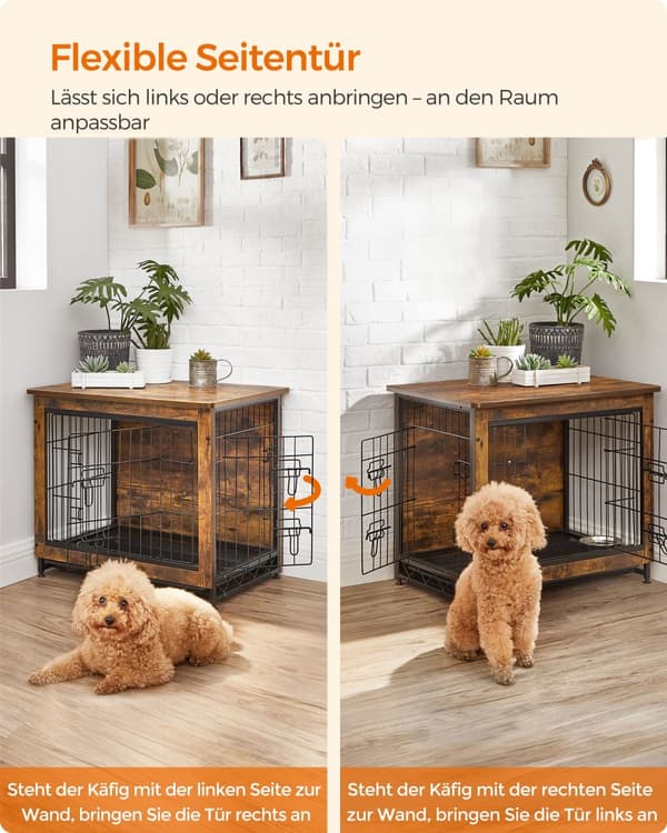 Hundebur til hunde op til 14 kg vintage brun